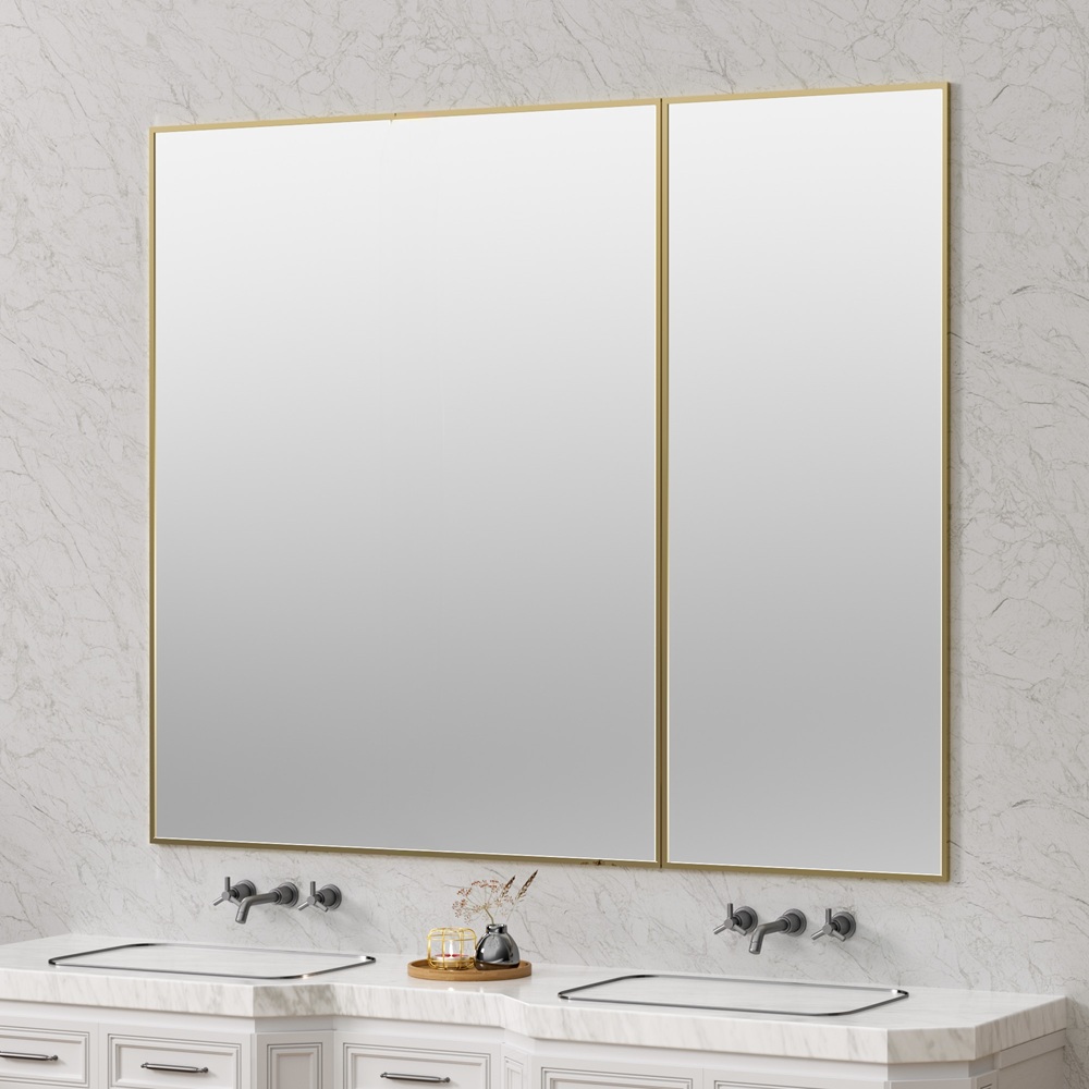 DOUBLE DOOR OFF CENTER POLISHED GOLD NARROW RECESS