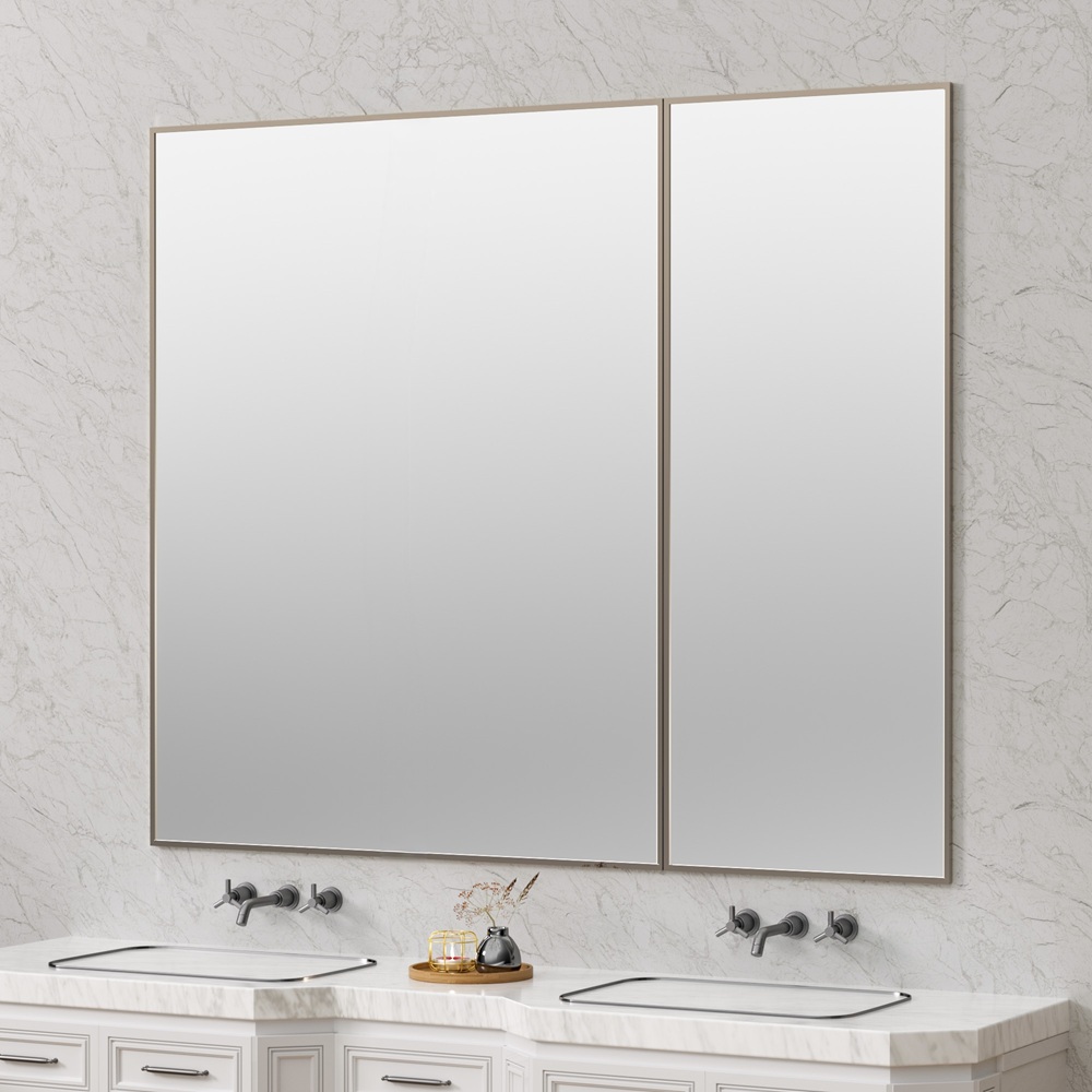 DOUBLE DOOR OFF CENTER POLISHED NICKEL NARROW RECESS
